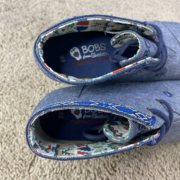 Bobs by Skechers Memory Foam Denim‎ Lace Up Bootie Wedges Womens 8 - Picture 13 of 14